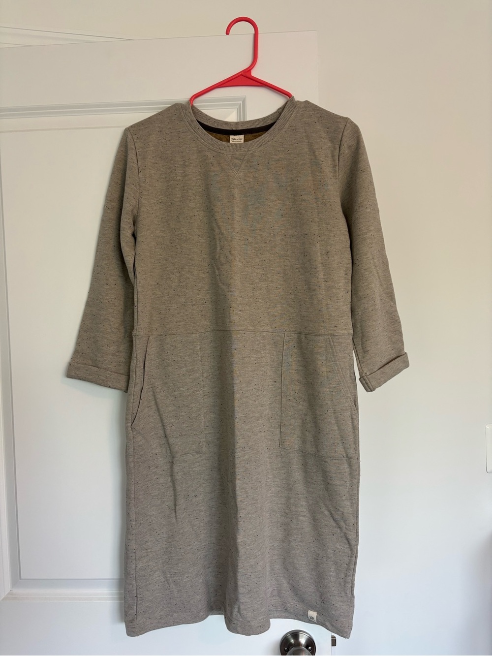 Lulu and Roo Heathered Sand Women's Everyday Casual Knit Dress Pockets Size S
